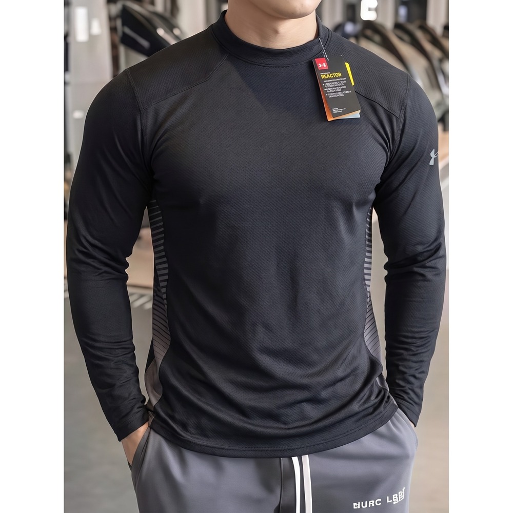 👕NWT Under Armour Shirt Mens L Black ColdGear Reactor Fitted Stretch Baselayer